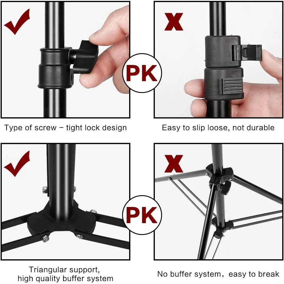 پایه نور رومیزی کوچک 37 سانتی متری با پیچ 1/4 اینچی برای استودیو عکس، رینگ لایت و لامپ LED (سر تخت)