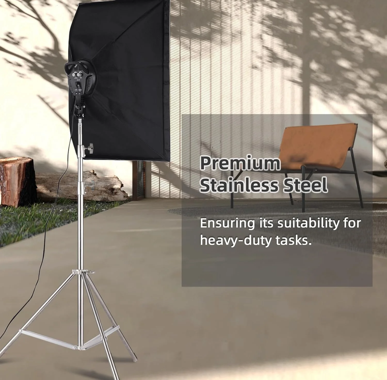 پایه نور فلزی قابل تنظیم HELEMIY 2M79in با پیچ 14 اینچی، استیل ضد زنگ، 2 قسمتی، ظرفیت بار 10 کیلوگرمی برای استودیوی عکاسی، نور ویدئویی LED، چتر، رینگ لایت، سافت باکس