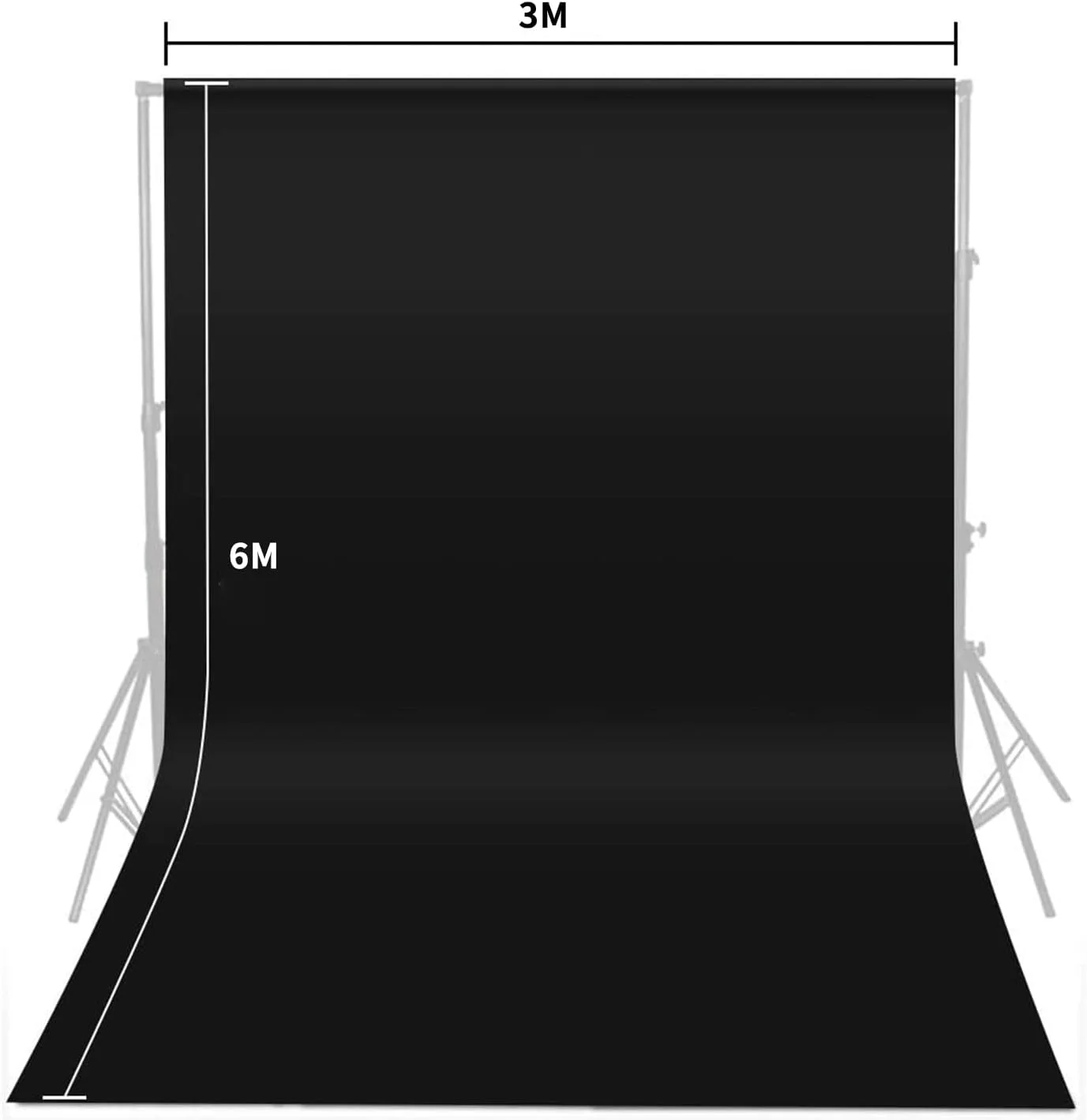 پرده پس زمینه عکاسی مشکی پادوم 3x6 متری، پس زمینه رنگ ثابت، استودیوی عکس، صفحه نمایش تاشو با تراکم بالا برای عکاسی و فیلمبرداری، (پارچه غیر براق و بازتابنده) پرده پس زمینه عکاسی مشکی پادوم 3x6 متری، پس زمینه رنگ ثابت، استودیوی عکس، صفحه نمایش تاشو با تراکم بالا برای عکاسی و فیلمبرداری، (پارچه غیر براق و بازتابنده)