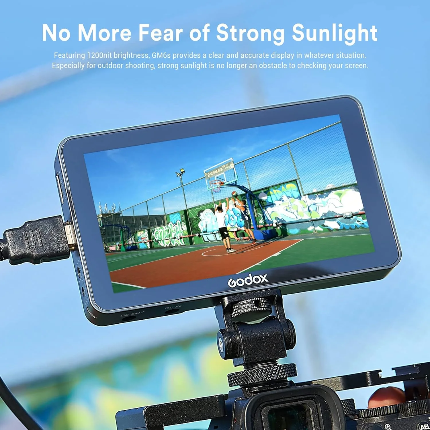 مانیتور دوربین گودکس GM6S مانیتور ویدئویی 5.5 اینچی 4K HDMI مانیتور فوق العاده روشن 1920x1080 IPS صفحه لمسی، ورودی و خروجی 3D LUT Type-C/باتری لیتیومی/DC مانیتور دوربین با آفتابگیر
