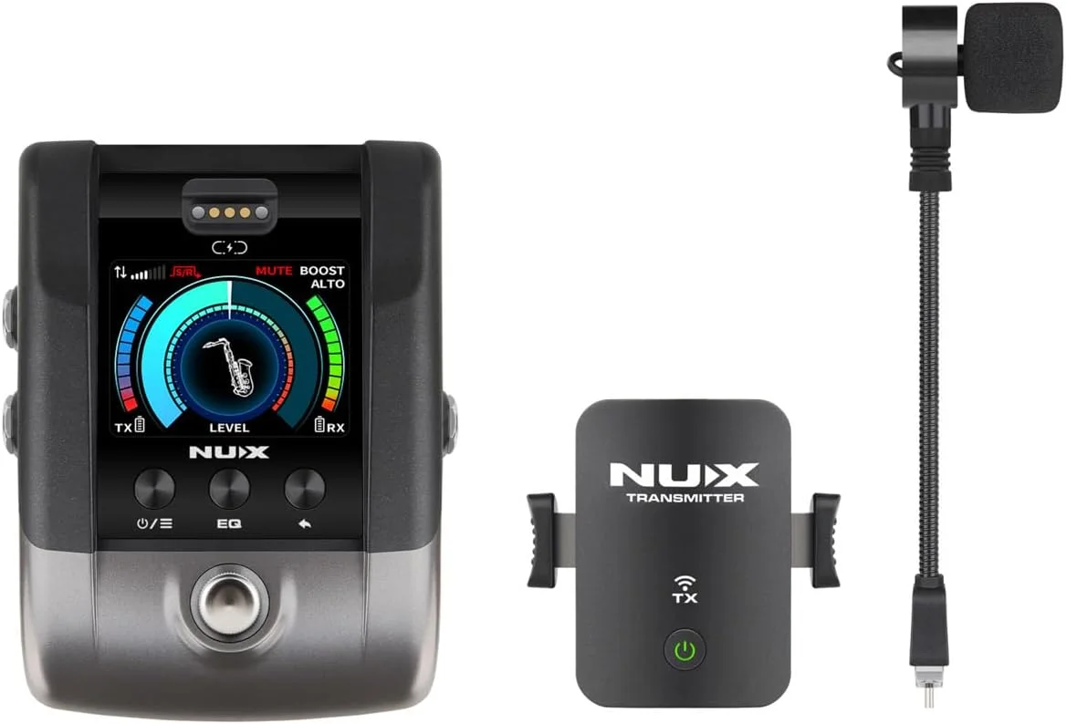 سیستم میکروفون بی سیم NUX B-6PRO برای ساکسیفون، ترومپت، سازهای بادی برنجی/چوبی، بدون افت کیفیت صدا، تاخیر 3.6 میلی ثانیه