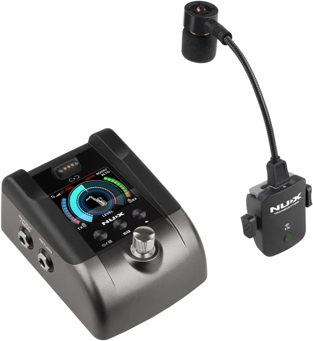 سیستم میکروفون بی سیم NUX B-6PRO برای ساکسیفون، ترومپت، سازهای بادی برنجی/چوبی، بدون افت کیفیت صدا، تاخیر 3.6 میلی ثانیه