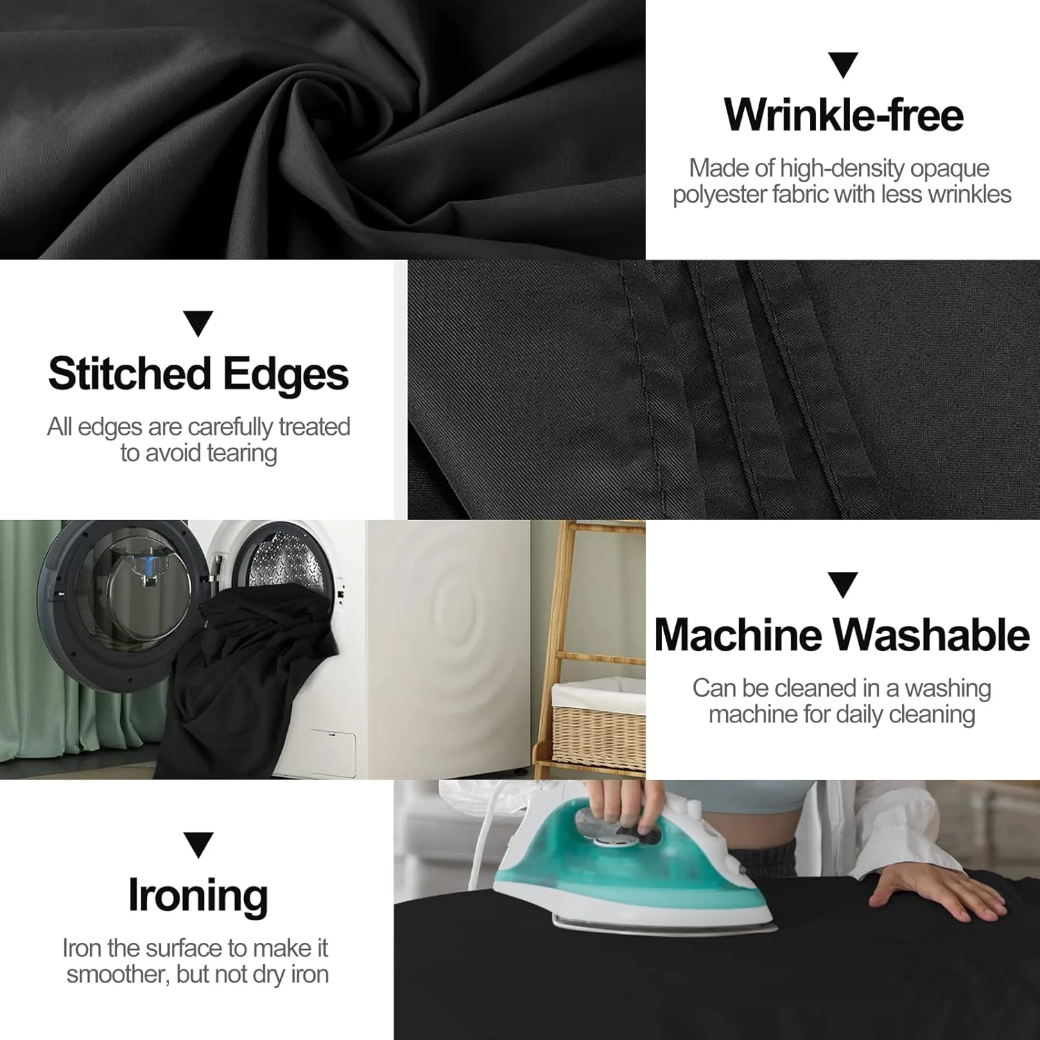 پرده پس زمینه مشکی EMART، 1.8x2.8 متر، صفحه پس زمینه عکس برای عکاسی، پرده پس زمینه مهمانی، پارچه پلی استر برای استودیو فیلمبرداری و عکاسی پرتره