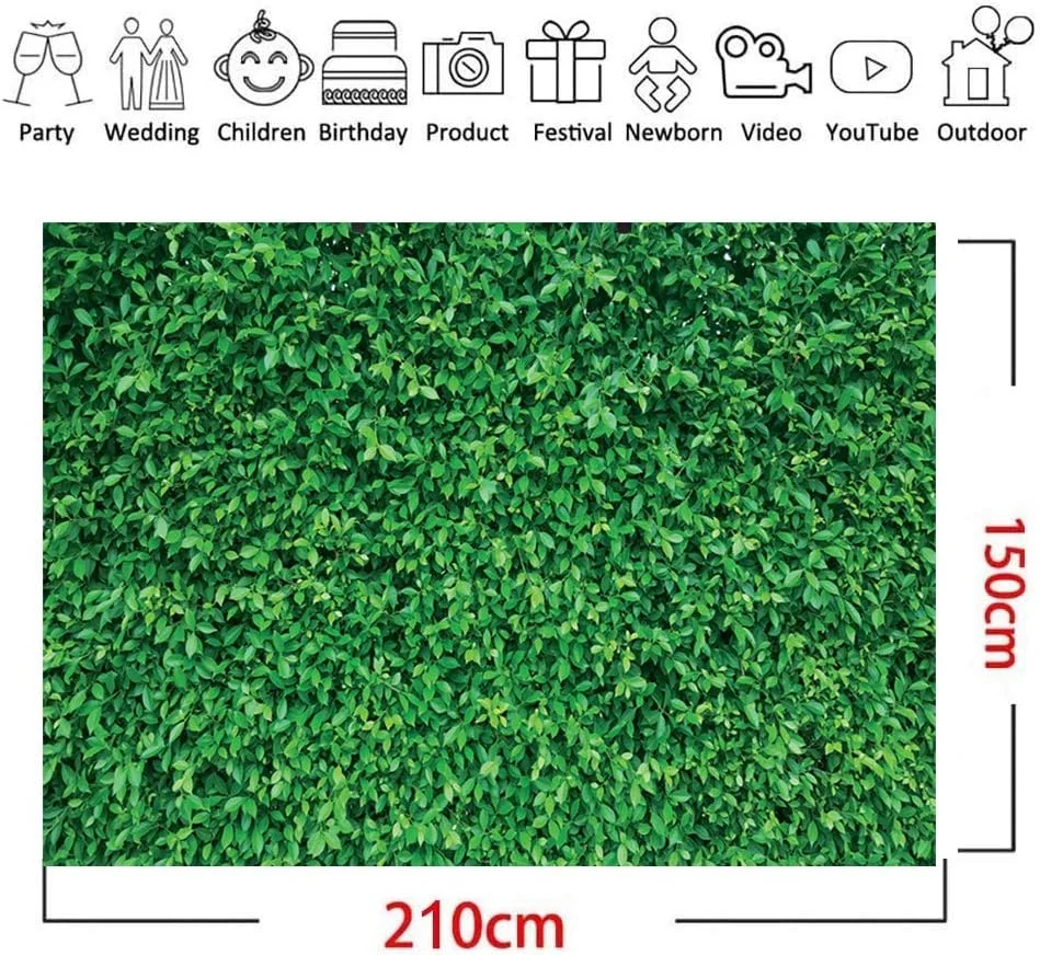 پس زمینه عکاسی برگ های سبز فانیتو، 1.5 در 2.1 متر، پس زمینه طبیعت میکروفیبر، پس زمینه تولد برای جشن تولد، پس زمینه بدون درز غرفه عکس