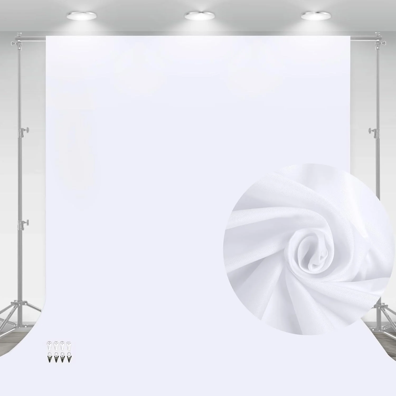 پرده پس زمینه سفید برای عکاسی، پرده های بزرگ پس زمینه عکس مهمانی، پارچه پلی استر قابل شستشو برای استودیو فیلمبرداری تولد (2.5 * 3 متر)