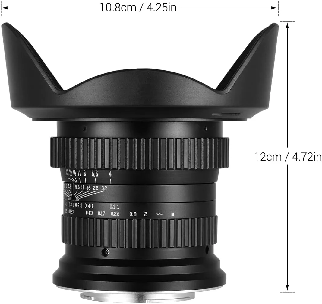 لنز ماکرو 15mm f4.0 با زاویه دید باز 120 درجه برای فول فریم/APS-C سازگار با D7100/D7200/D90/D600/D3000/D5000/D40/D50/D300/D200