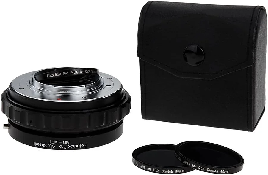 آداپتور مانت لنز کشویی Fotodiox DLX - لنزهای Minolta Rokkor (SR/MD/MC) SLR به بدنه دوربین بدون آینه با مانت Micro Four Thirds (MFT, M4/3) با هلیکوئید فوکوس ماکرو و فیلترهای مغناطیسی