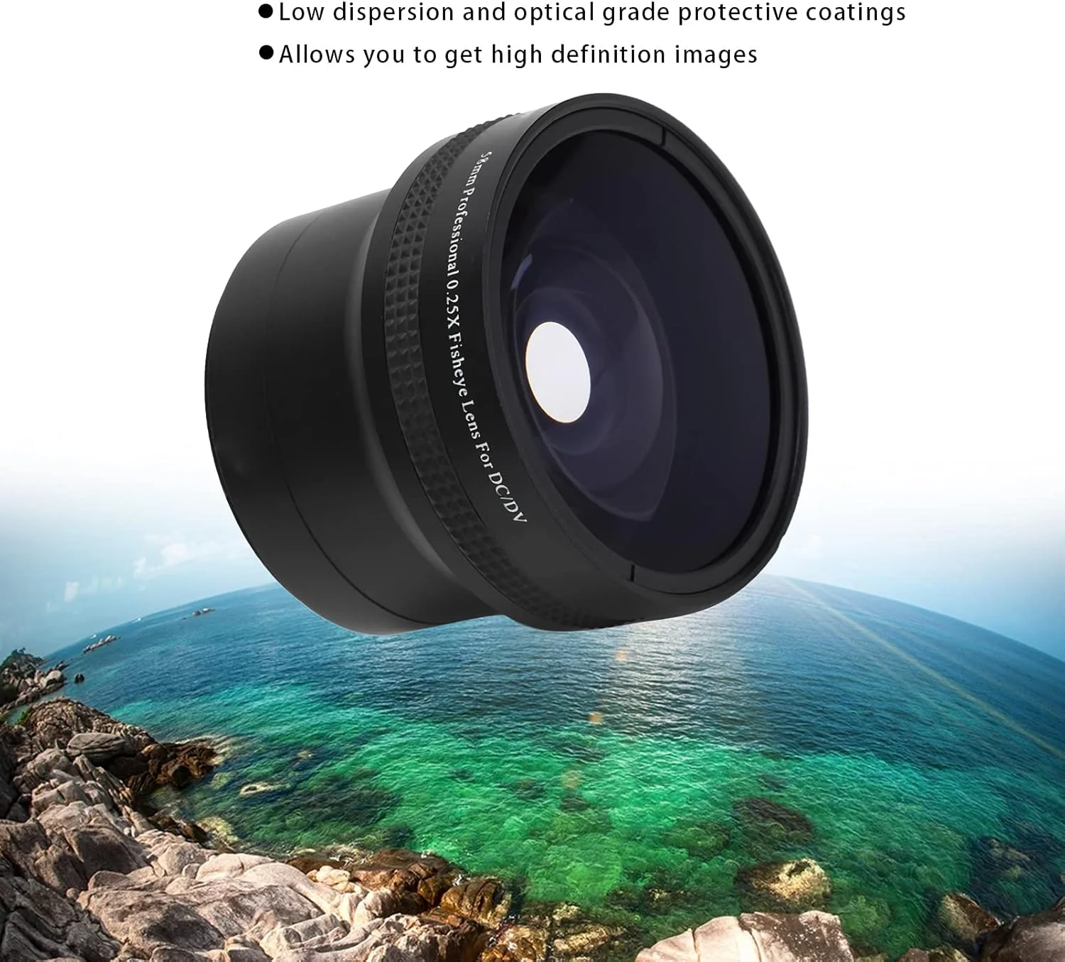 لنز چشمماهی 52 میلیمتری با بزرگنمایی 0.25x به همراه لنز ماکرو جداشدنی، مناسب برای تمامی لنزهای دوربین 52 میلیمتری، دوربینهای DSLR SLR لنز چشمماهی 52 میلیمتری با بزرگنمایی 0.25x به همراه لنز ماکرو جداشدنی، مناسب برای تمامی لنزهای دوربین 52 میلیمتری، دوربینهای DSLR SLR