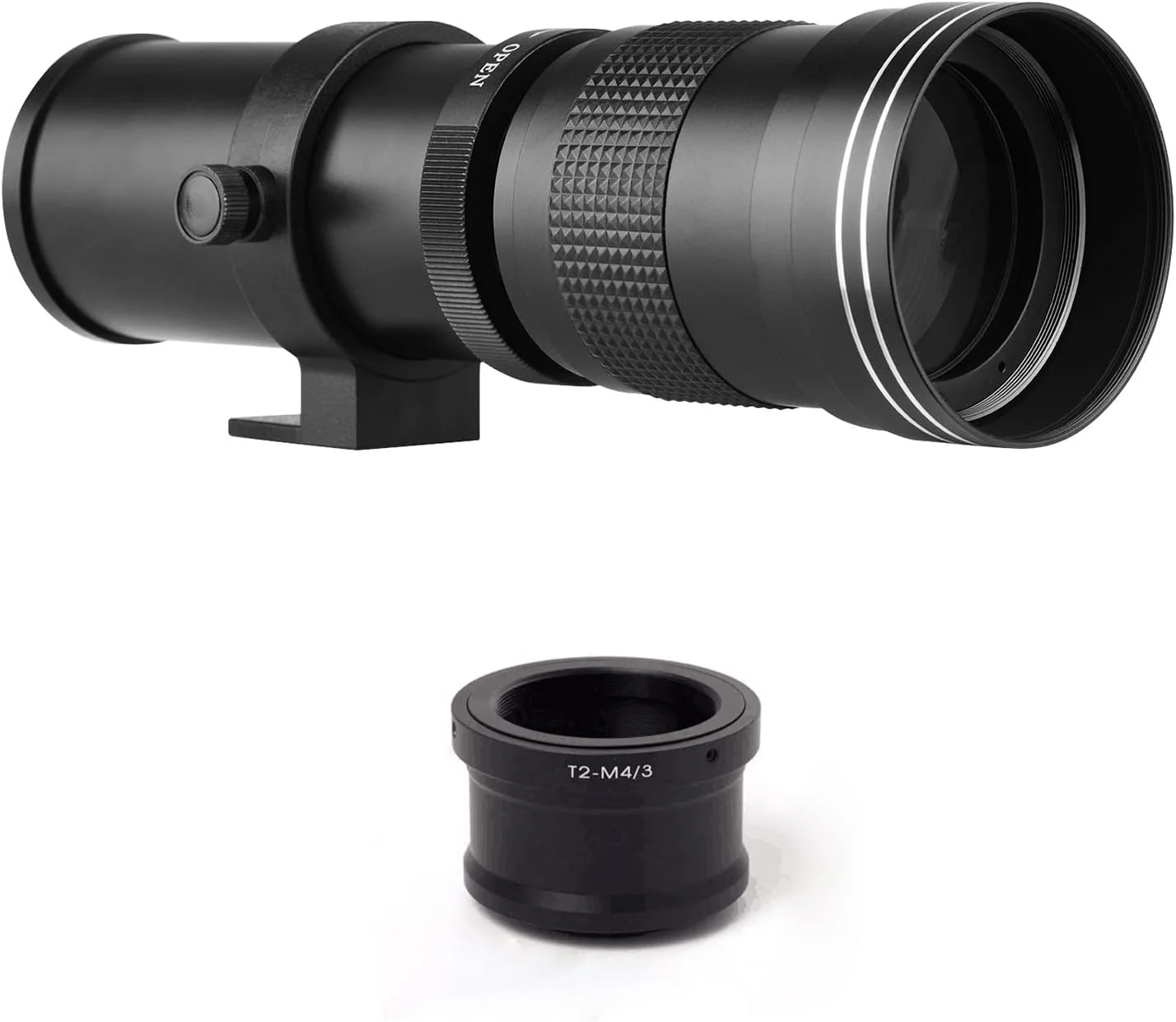 لنز زوم سوپر تله فوتو MF دوربین F/8.3-16 420-800mm با مانت T2 به همراه حلقه آداپتور مانت M4/3 و رزوه 1/4 جایگزین برای G9 GH5 II GX7 GX8 GX9 GX850 G90 G91 G95 G100 Olympus E-M1 E-M5 E-M10 لنز زوم سوپر تله فوتو MF دوربین F/8.3-16 420-800mm با مانت T2 به همراه حلقه آداپتور مانت M4/3 و رزوه 1/4 جایگزین برای G9 GH5 II GX7 GX8 GX9 GX850 G90 G91 G95 G100 Olympus E-M1 E-M5 E-M10