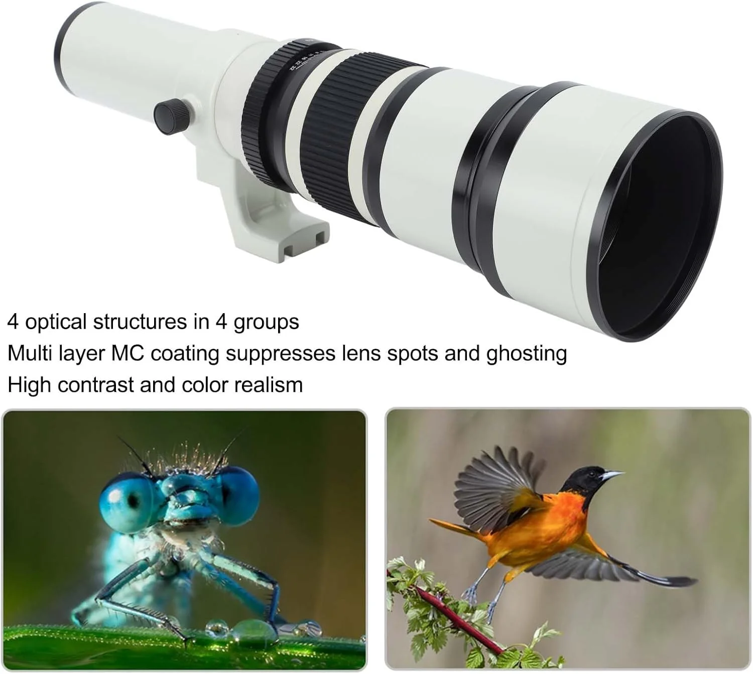 لنز تله فوتو 500mm F6.3 با فوکوس دستی، فاصله فوکوس نزدیک 5 متری، برای مانت M مناسب برای M M2 M3 M5 M6 M10 M100 M50 M200 (سفید) لنز تله فوتو 500mm F6.3 با فوکوس دستی، فاصله فوکوس نزدیک 5 متری، برای مانت M مناسب برای M M2 M3 M5 M6 M10 M100 M50 M200 (سفید)