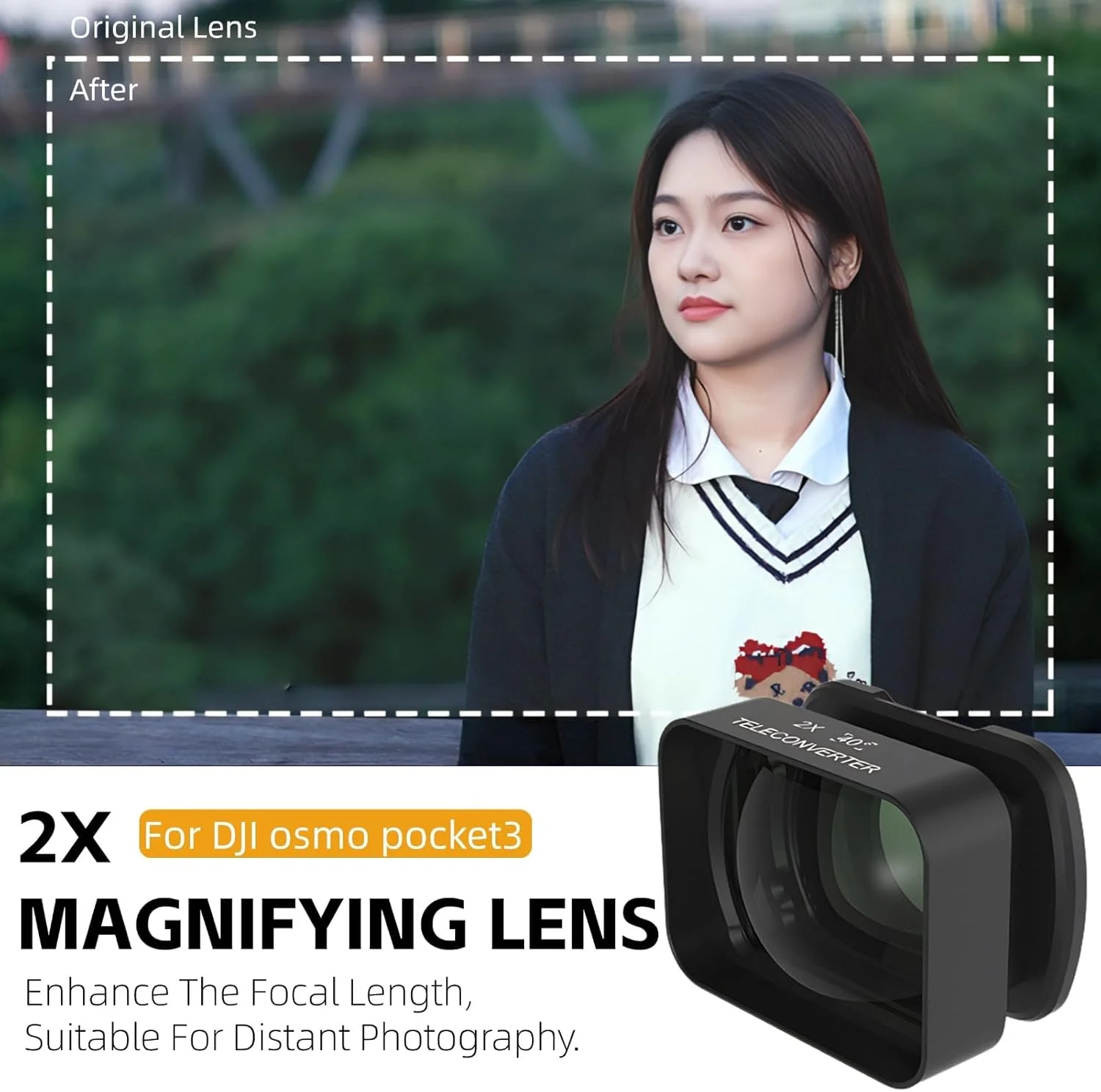 دو عدد لنز تله فوتو برای Osmo Pocket 3، مبدل لنز مغناطیسی، بزرگنمایی HD 2x لنز اضافی برای Spirit Eye Osmo Pocket 3
