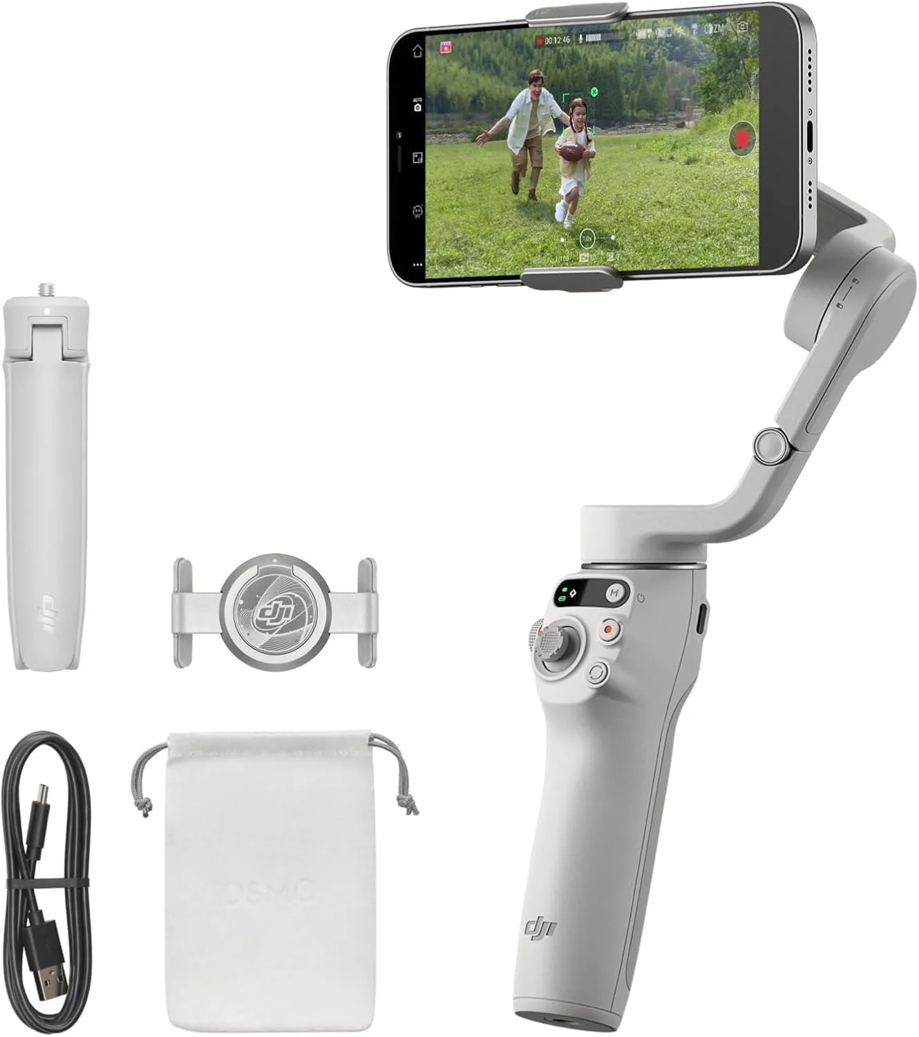DJI Osmo Mobile 6، گیمبال تلفن 3 محوره، ردیابی اشیاء، میله توسعه داخلی، قابل حمل و تاشو، تثبیت کننده گیمبال برای آیفون، اندروید، ویدیوهای YouTube TikTok، خاکستری پلاتینی