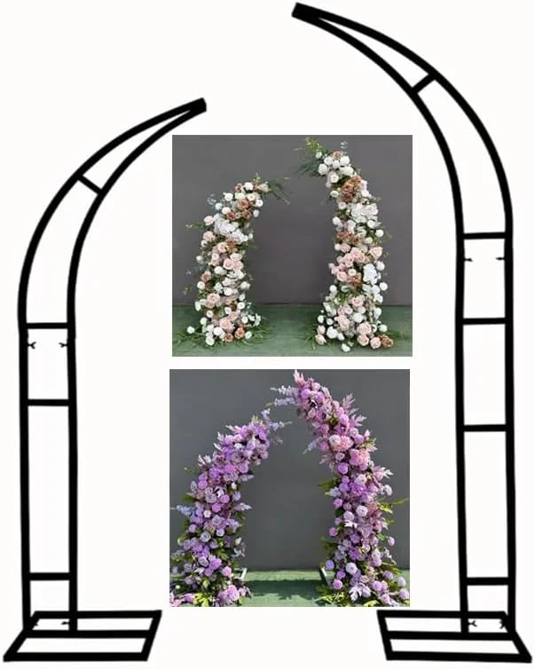 مجموعه 2 عددی قاب طاق فلزی برای مراسم عروسی، استند پس زمینه طاق بادکنک برای جشن، تولد، سالگرد، جشن نوزاد، دکور گل آرایی رویدادهای داخلی و خارجی، مشکی 150cm+180cm