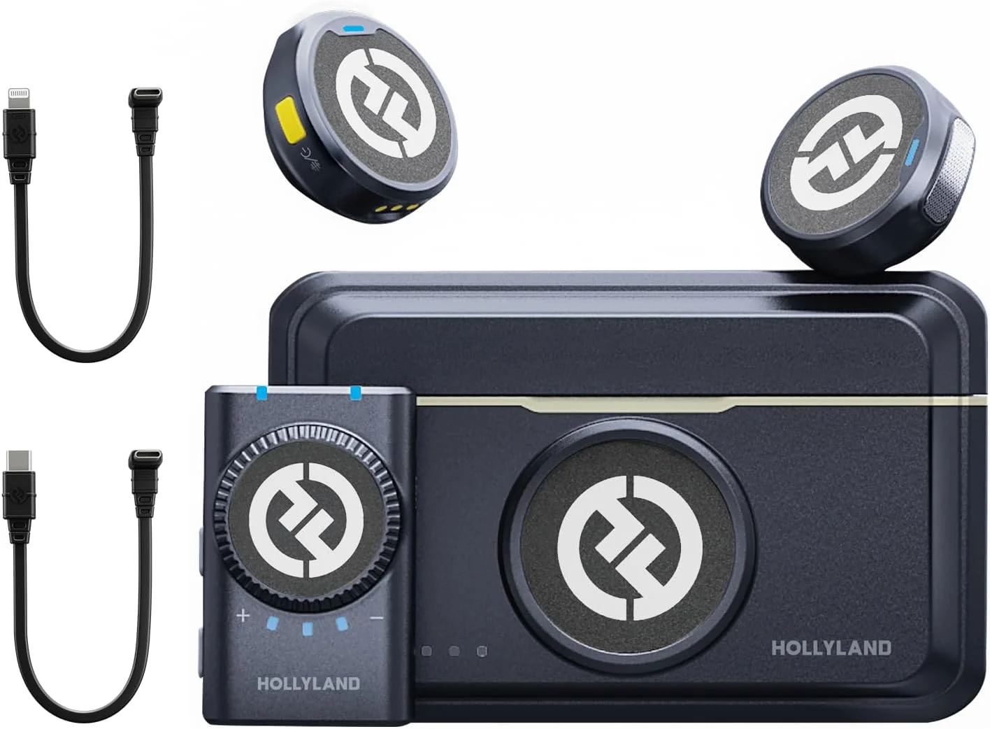 میکروفون یقه ای بی سیم Hollyland Lark M2 برای دوربین، کامپیوتر، لپ تاپ و تلفن، میکروفون کوچک بی سیم یقه ای، 24 بیت 48 کیلوهرتز، برد 300 متری، حذف نویز، باتری 30 ساعته برای ضبط ویدیو و استریم