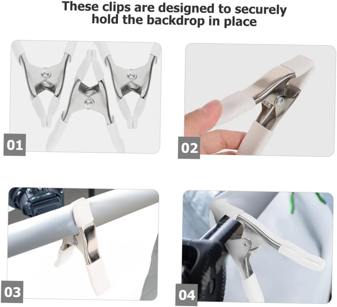 گیره های پس زمینه فنری Veemoon، گیره های پس زمینه، گیره های نگهدارنده پس زمینه، نقره ای کروم، 8 عدد گیره های پس زمینه فنری Veemoon، گیره های پس زمینه، گیره های نگهدارنده پس زمینه، نقره ای کروم، 8 عدد