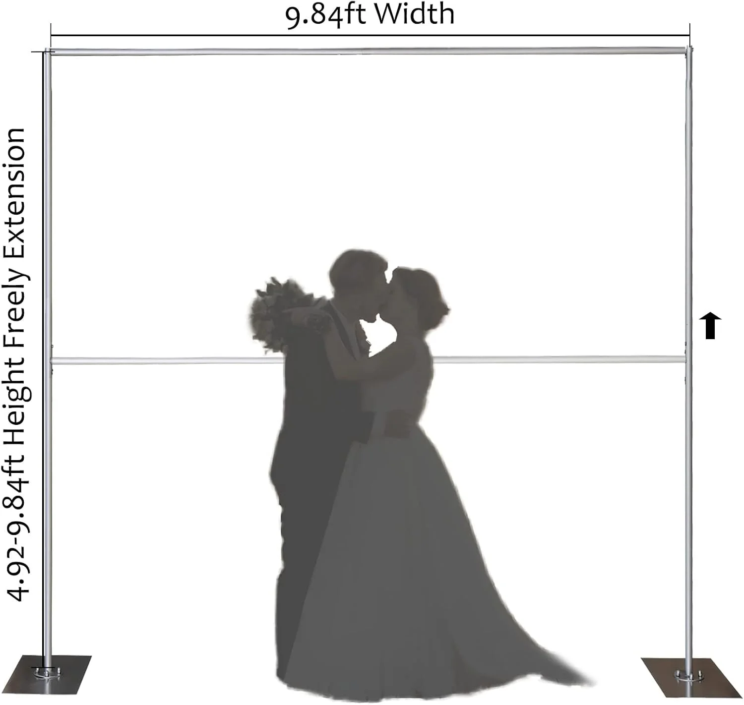 پایه پس زمینه حرفه ای 3 متری، پایه نگهدارنده پرده نقره ای قابل حمل، پایه با قابلیت تنظیم ارتفاع برای پس زمینه عکاسی مهمانی - پرده ها شامل نمی شوند