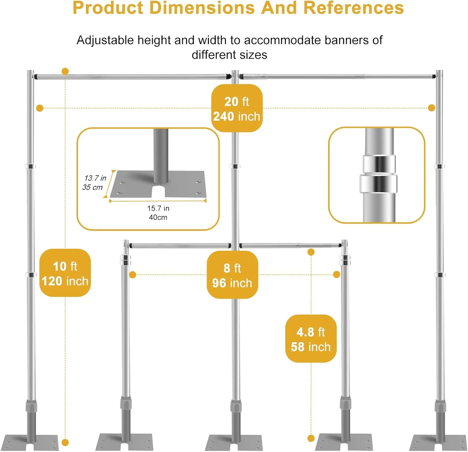 پایه پس زمینه قابل تنظیم Jiang&Rong، 3 متر در 6 متر - پایه لوله و پرده سنگین برای استودیو عکس، غرفه یا پس زمینه های عکاسی