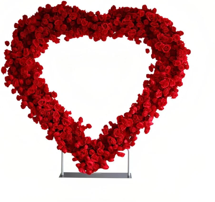 استند طاق قوسی قلبی شکل، طاق عروسی به شکل قلب با گل های مصنوعی، پس زمینه گل رز و هورتانسیا 5 بعدی، برای مراسم عروسی و تزئینات جشن، 2×2 متر استند طاق قوسی قلبی شکل، طاق عروسی به شکل قلب با گل های مصنوعی، پس زمینه گل رز و هورتانسیا 5 بعدی، برای مراسم عروسی و تزئینات جشن، 2×2 متر