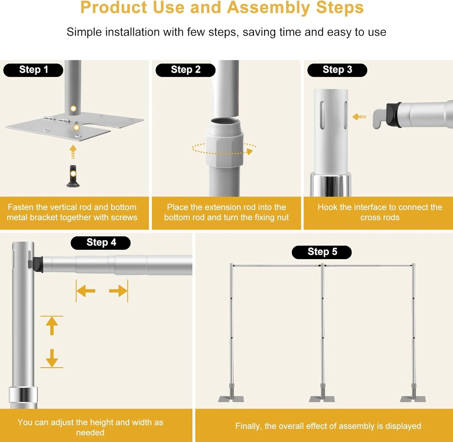 پایه پس زمینه قابل تنظیم Jiang&Rong، 3 متر در 6 متر - پایه لوله و پرده سنگین برای استودیو عکس، غرفه یا پس زمینه های عکاسی