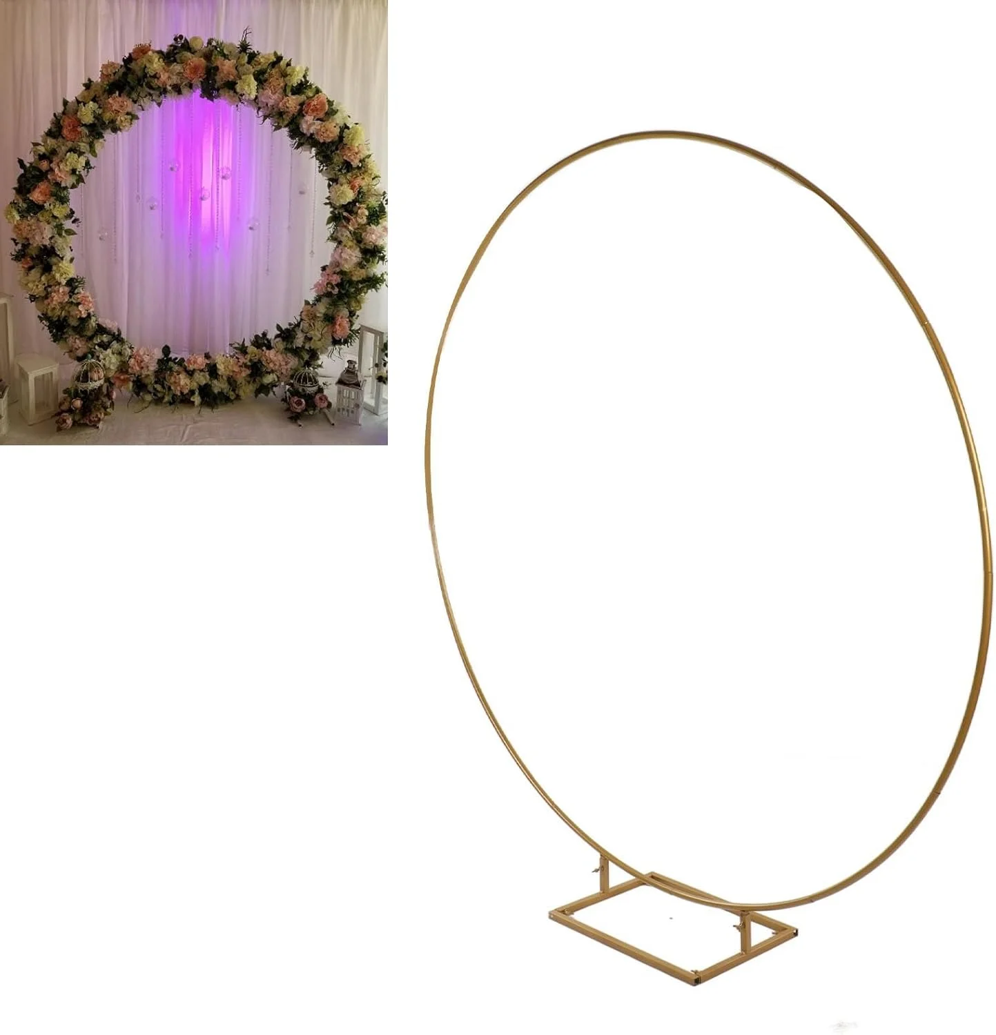 پایه پس زمینه دایره ای طلایی، قاب کمانی دایره ای فلزی برای عروسی، مونتاژ آسان، برای مهمانی ها و جشن فارغ التحصیلی پایه پس زمینه دایره ای طلایی، قاب کمانی دایره ای فلزی برای عروسی، مونتاژ آسان، برای مهمانی ها و جشن فارغ التحصیلی