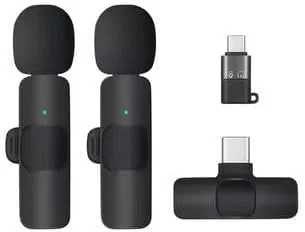 میکروفون یقه‌ای بی‌سیم K9 – میکروفون بی‌سیم با همگام‌سازی خودکار Type-C و iOS برای ضبط ویدیو، ولاگ، مصاحبه، پادکست و تولید محتوا