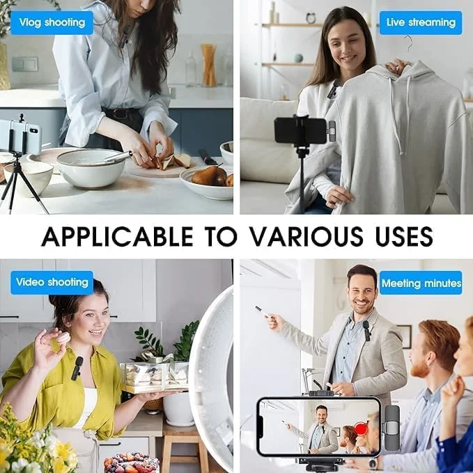 میکروفون یقه‌ای بی‌سیم K9 – میکروفون بی‌سیم با همگام‌سازی خودکار Type-C و iOS برای ضبط ویدیو، ولاگ، مصاحبه، پادکست و تولید محتوا
