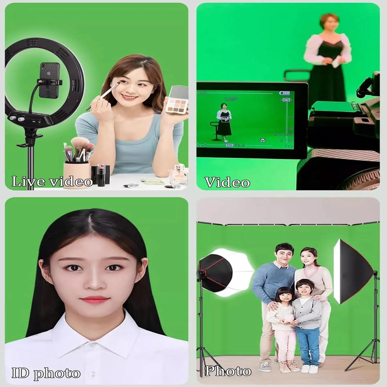 پس زمینه های عکاسی پارچه ای، 2.4 در 4 متر، پرده سبز بزرگ قابل حمل، سیستم پشتیبانی پس زمینه عکاسی، برای استودیو عکس و فیلمبرداری