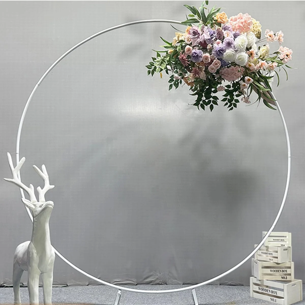 استند پس زمینه فلزی دایره ای 1.2 متری، حلقه گل برای عروسی، کیت حلقه بادکنک برای جشن تولد، جشن های نوزادی، جشن های جشنواره، تزئینات مهمانی