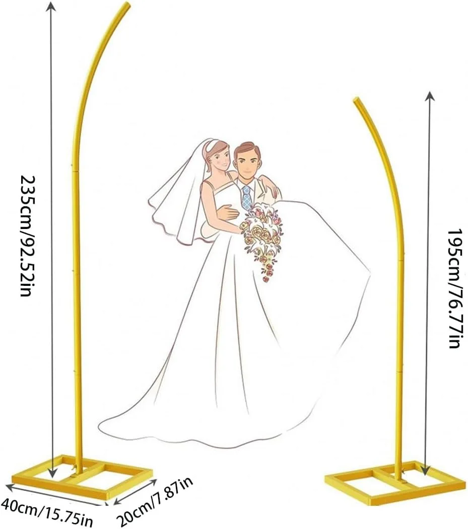 استند طاق فلزی مراسم عروسی، استند پس زمینه طاق با بالای خمیده طلایی، قاب طاق گل برای تزئین پس زمینه جشن تولد، سالگرد، جشن نوزاد