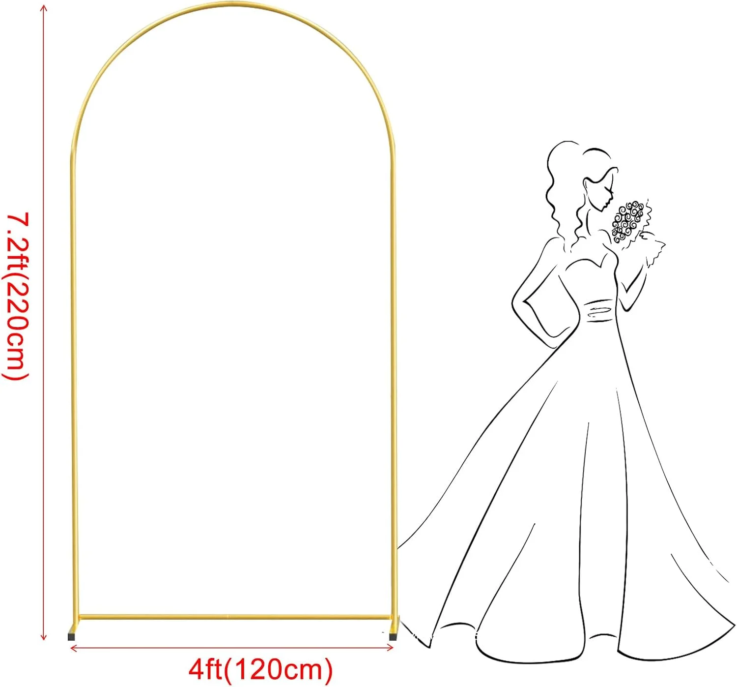 استند پس زمینه قوسی فلزی طلایی 2.2 متری، قاب مربعی برای جشن تولد، جشن نوزاد و دکوراسیون مراسم