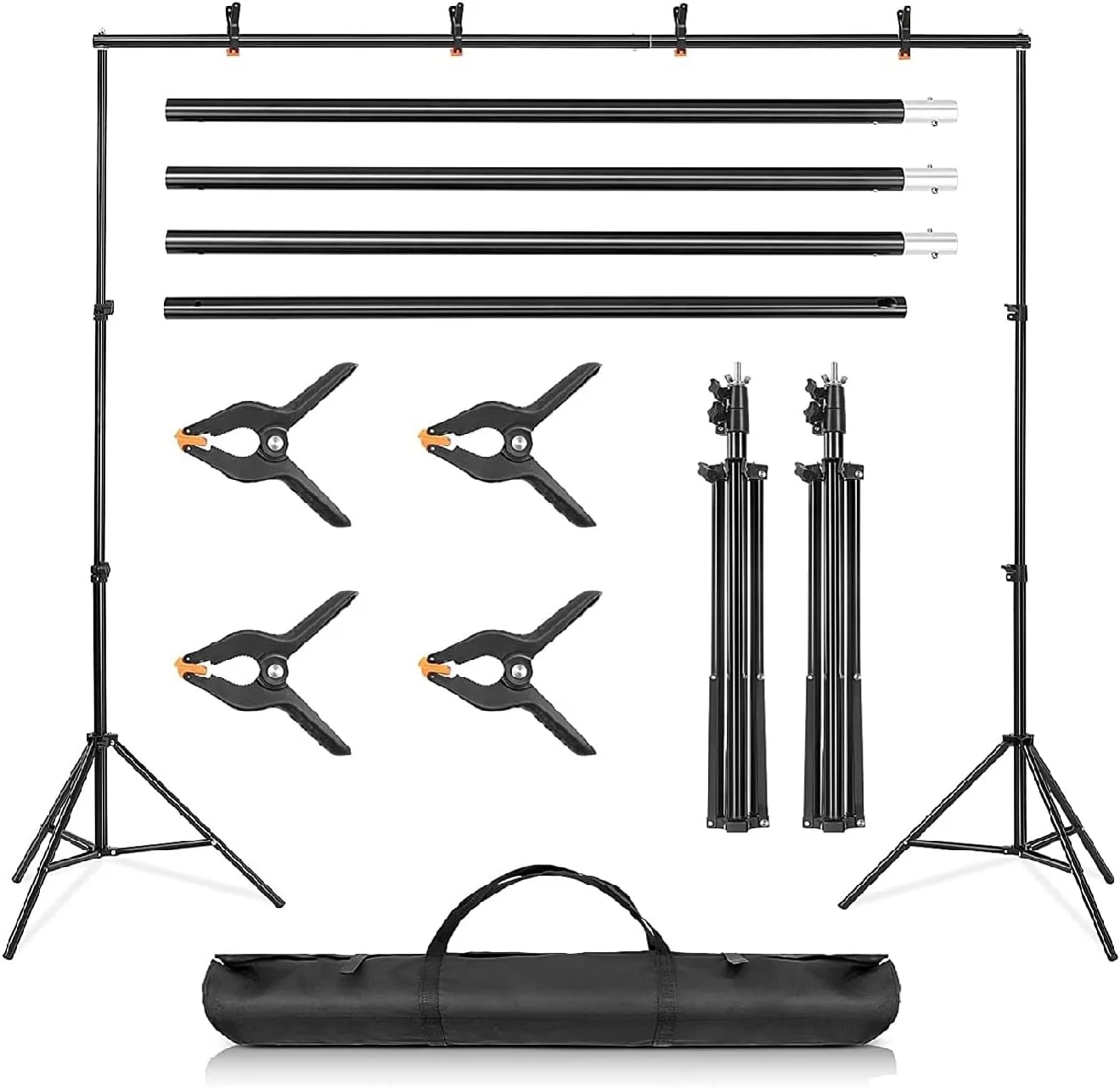 پایه نگهدارنده پس زمینه عکاسی، قاب پس زمینه، پشتیبانی قابل تنظیم، قابل حمل، مقاوم، سیستم پشتیبانی پس زمینه استودیویی برای پس زمینه های کاغذی، پارچه ای، نخی و بوم