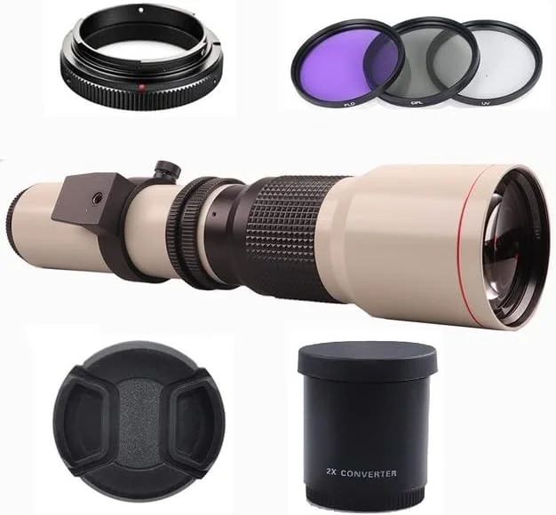 لنز تله فوتو 500mm/1000mm F8 دستی Lightdow با مبدل 2X و فیلترهای 67mm سه عددی برای دوربین های کانن، نیکون، سونی، پنتاکس و المپوس (المپوس سفید) لنز تله فوتو 500mm/1000mm F8 دستی Lightdow با مبدل 2X و فیلترهای 67mm سه عددی برای دوربین های کانن، نیکون، سونی، پنتاکس و المپوس (المپوس سفید)
