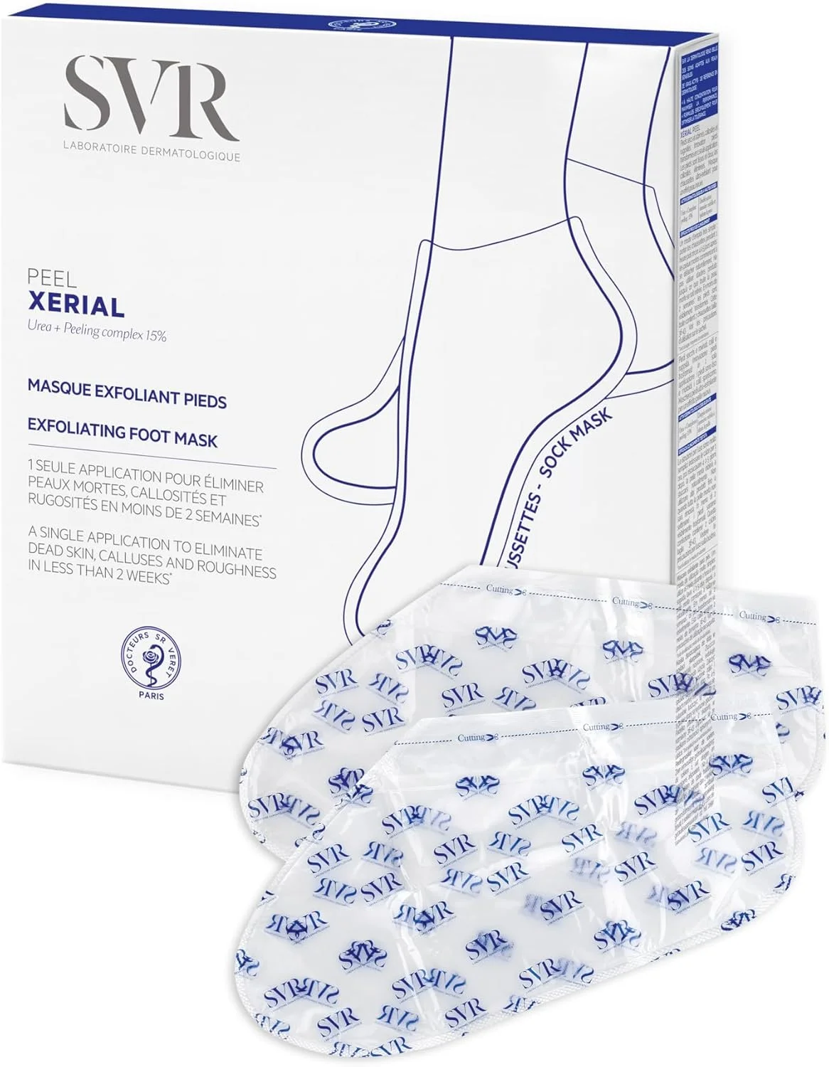 جوراب لایه بردار SVR XERIAL، درمان پینه، مناسب برای پوست های خیلی خشک، پوسته پوسته شده، ورقه ورقه شده یا آسیب دیده پا، 2 جفت جوراب لایه بردار SVR XERIAL، درمان پینه، مناسب برای پوست های خیلی خشک، پوسته پوسته شده، ورقه ورقه شده یا آسیب دیده پا، 2 جفت
