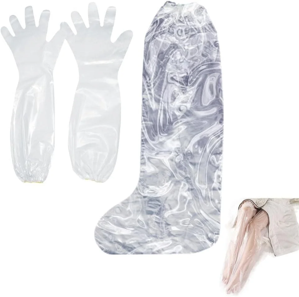 10 ست ماسک پا پلاستیکی یکبار مصرف مرطوب کننده جوراب ساق بلند پلاستیکی ماسک بازو دستکش مرطوب کننده آستین بازو ماسک پا برای دست های خشک مرطوب کننده بازو پا لوسیون بدن کرم مرطوب کننده