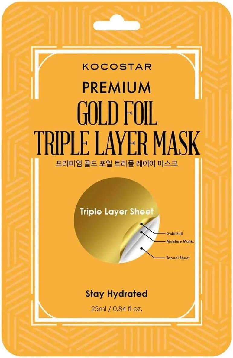 ماسک صورت نقابی طلایی گیاهی کوکواستار | بسته 10 عددی | 25 میلی لیتر | آبرسانی لوکس و درمان افزایش درخشندگی