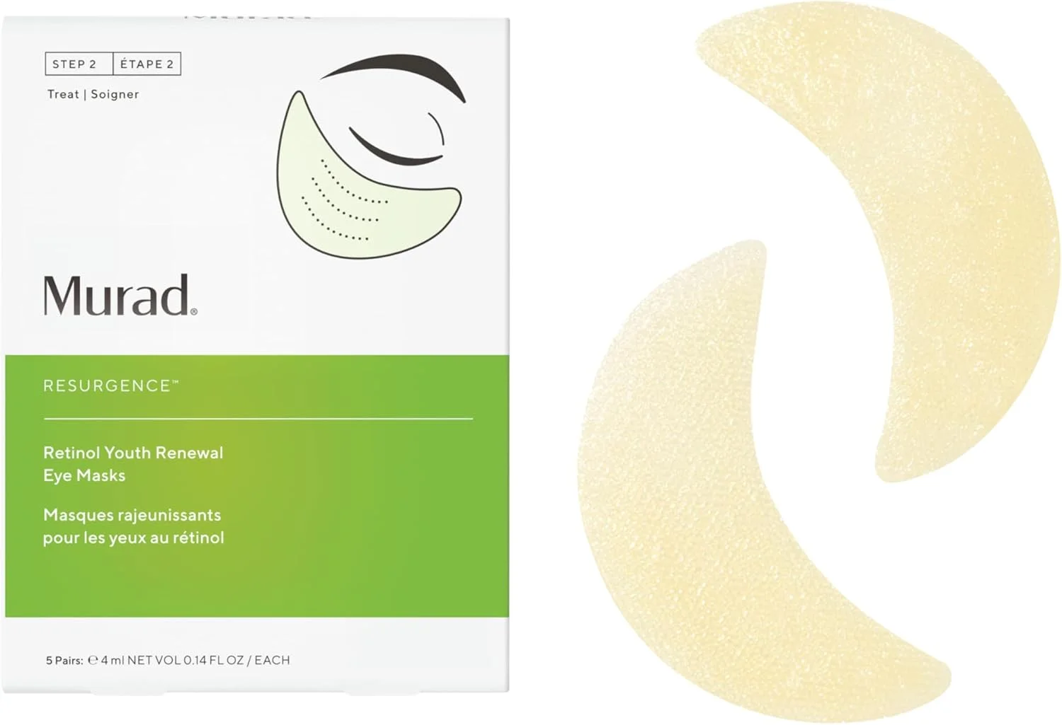 ماسک دور چشم جوانساز رتینول دکتر مورد زایون - پدهای زیر چشم ضد لغزش برای خطوط ریز، چین و چروک، خطوط پنجه کلاغی و پف زیر چشم - نوارهای درمانی با جذب کامل، 5 جفت