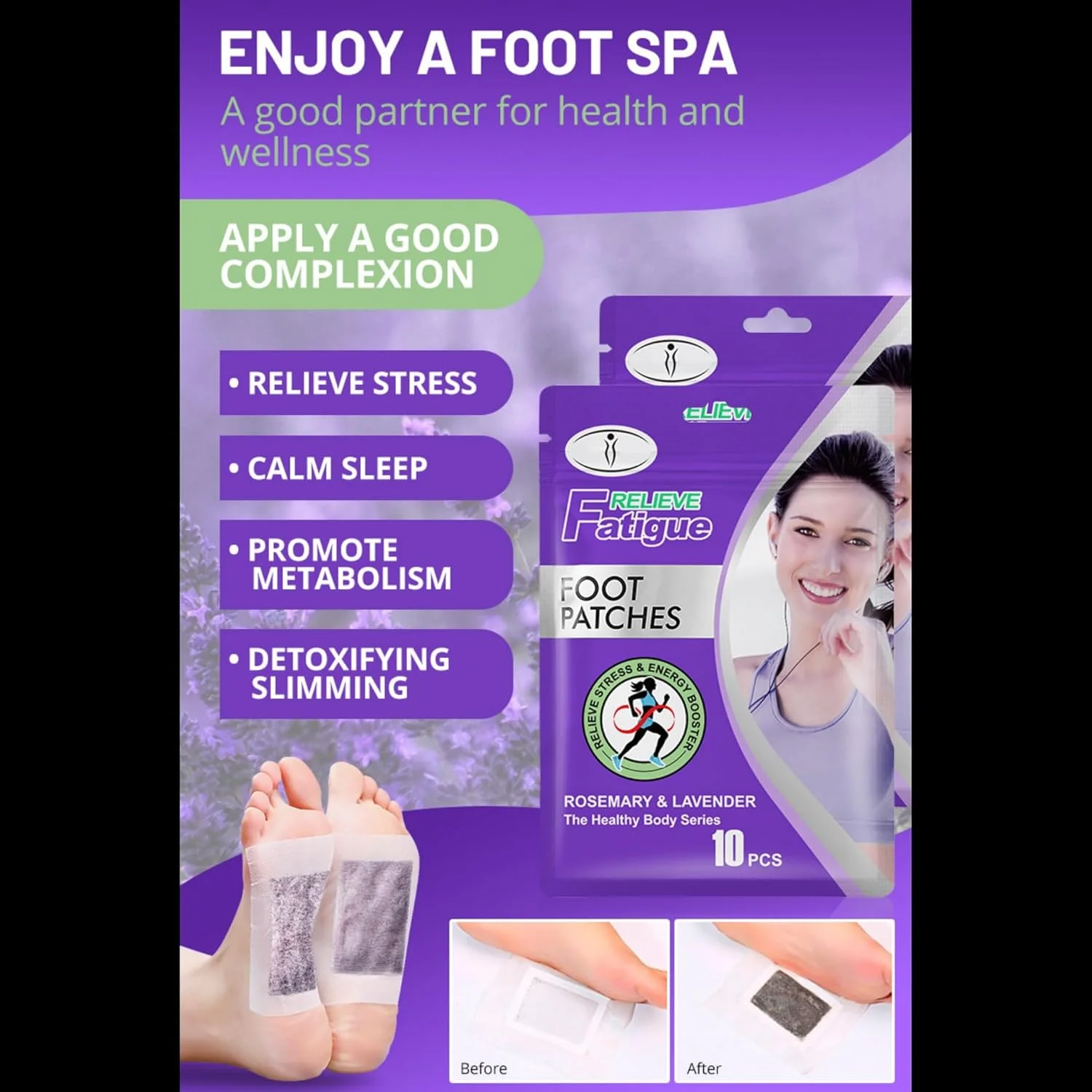 پد پا اسطوخودوس و رزماری 10 عددی، پدهای آرامش بخش پا، بهبود گردش خون، افزایش متابولیسم، رفع رطوبت، کاهش فشار، بهبود کیفیت خواب، طبیعی