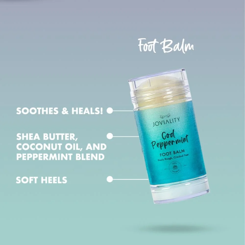 بالم پا کاملا طبیعی جوویالیتی – فرمول نعناع آرامش بخش برای پاشنه های ترک خورده، آبرسانی و ترمیم پوست خشک، 100% مواد طبیعی، 30 گرم