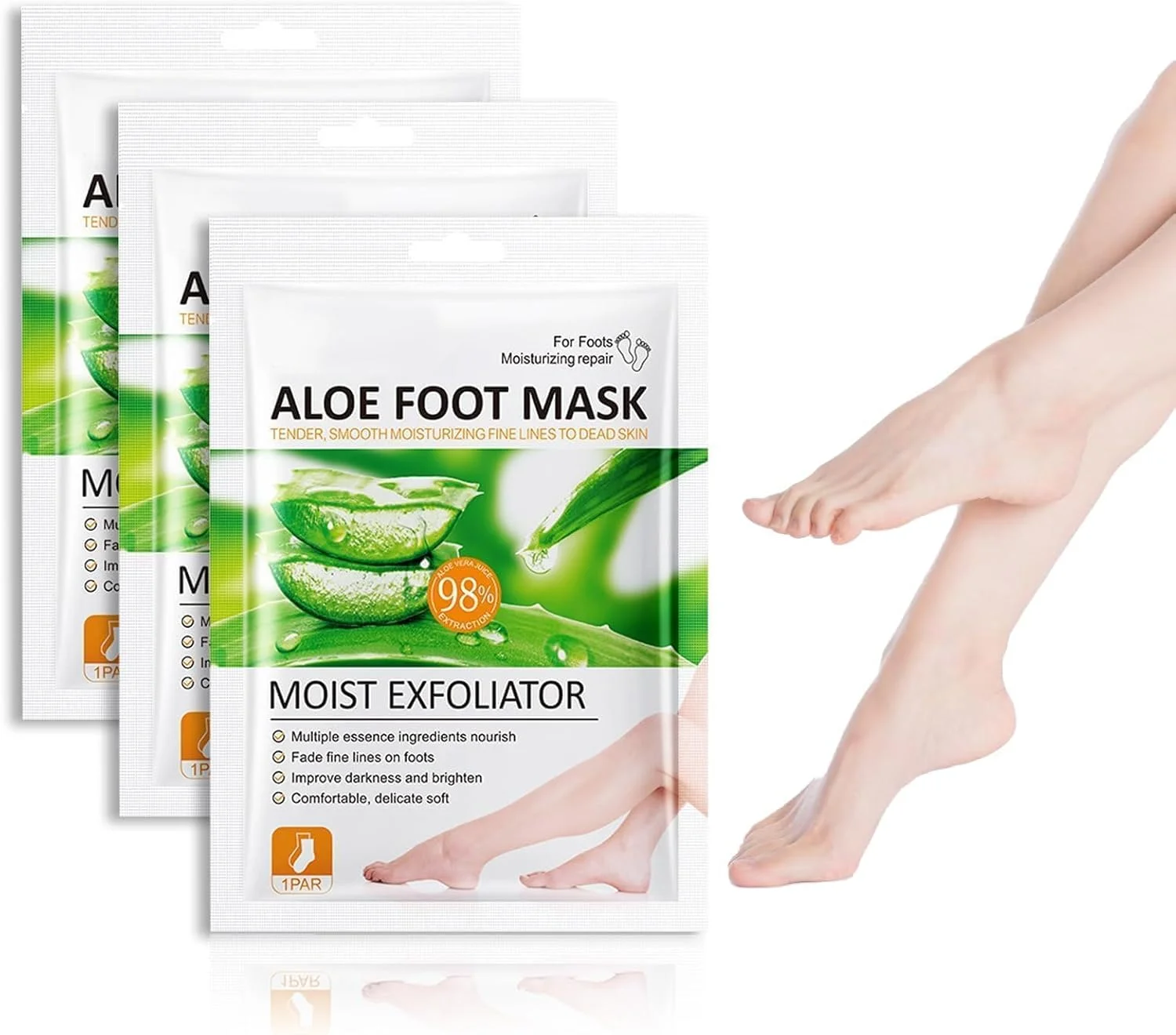 ماسک پا، ماسک لایه بردار پا، از بین برنده پینه پا، برای خشکی و سختی، جوراب مرطوب کننده پا برای مراقبت از پا، ترک پاشنه پا، پوست مرده و خشک (3 جفت)