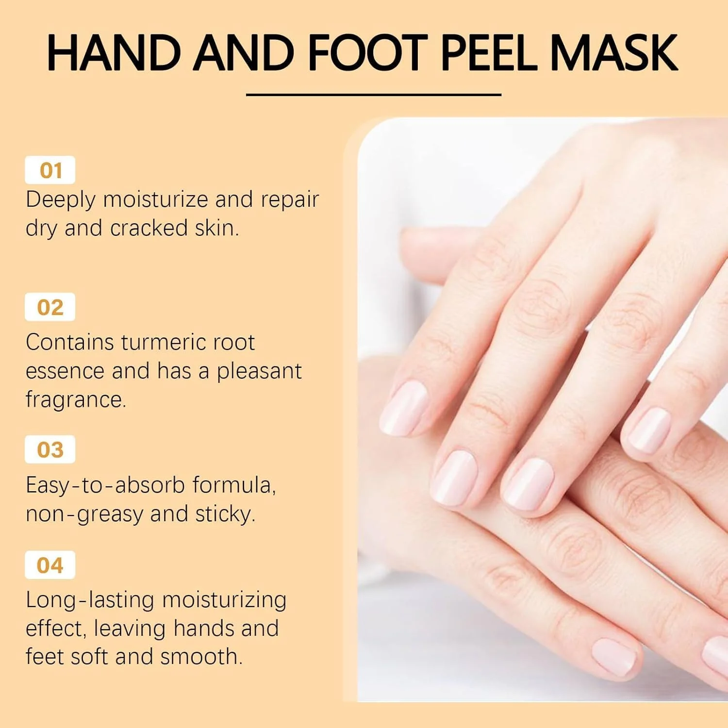ماسک لایه بردار دست و پا ویتامین C و زردچوبه، ماسک مومی آبرسان و مغذی، لایه بردار و ترمیم کننده برای پوست های خشک، زبر و ترک خورده، درمان مراقبت فشرده دست، نرم کننده پوست برای آقایان و بانوان در خانه