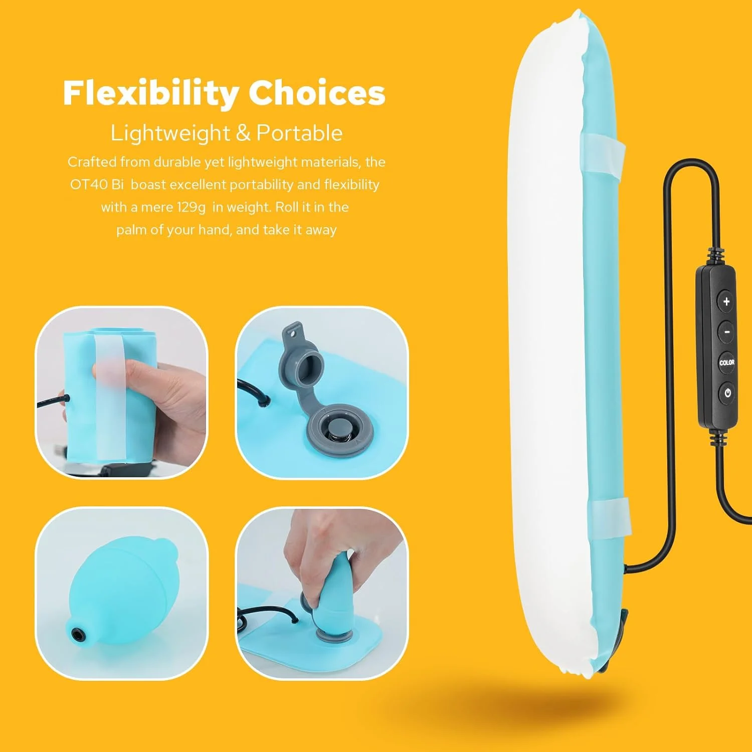 لوله نور LED بادی چند منظوره ZENIKO OT80Bi برای عکاسی/کمپینگ/فیلمبرداری، 5 وات/10 وات، 10 سطح روشنایی، شارژ USB، CCT دیمر پذیر 3000K تا 6500K، اتصال مغناطیسی