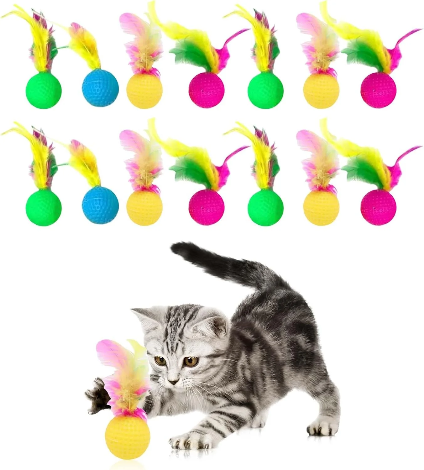بسته ۱۲ عددی توپ بازی گربه با پر، توپ بازی گربه، توپ فومی رنگارنگ بچه گربه، اسباب بازی گربه، توپ لاتکس گربه، اسباب بازی، توپ تعادلی برای گربه ها بسته ۱۲ عددی توپ بازی گربه با پر، توپ بازی گربه، توپ فومی رنگارنگ بچه گربه، اسباب بازی گربه، توپ لاتکس گربه، اسباب بازی، توپ تعادلی برای گربه ها