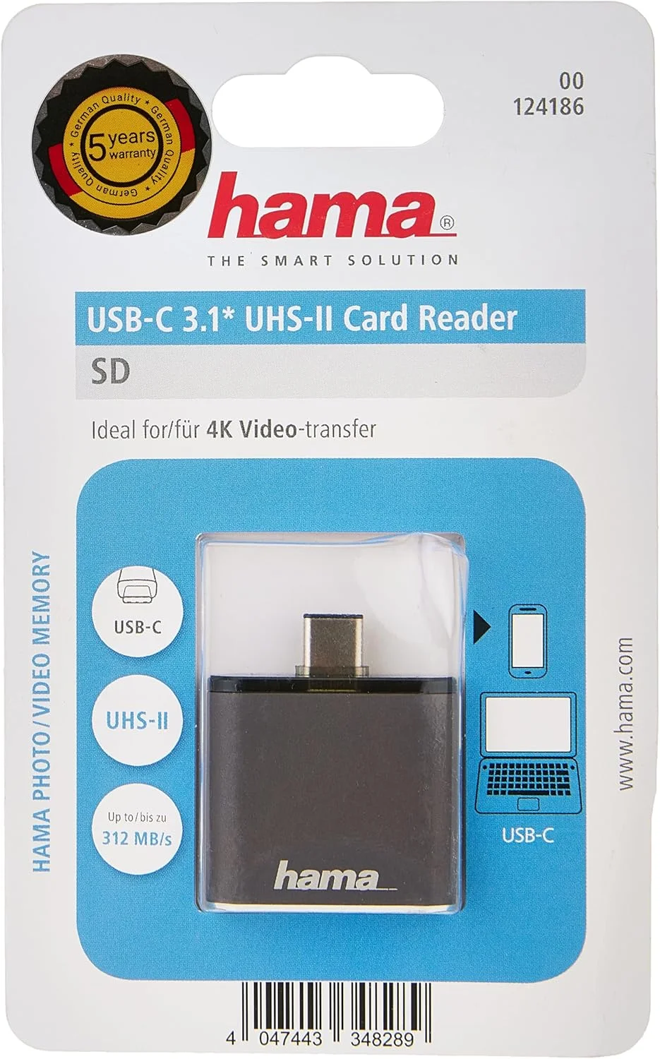 کارت خوان هاما 124186 USB 3.1 SD UHS-II Type-C، خاکستری کارت خوان هاما 124186 USB 3.1 SD UHS-II Type-C، خاکستری