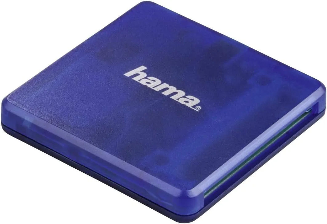کارت خوان چند منظوره هاما 124131 USB 2.0 برای کارت های SD/microSD/CF، آبی