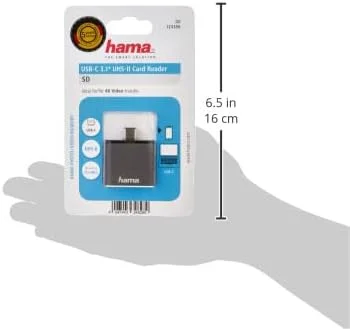 کارت خوان هاما 124186 USB 3.1 SD UHS-II Type-C، خاکستری