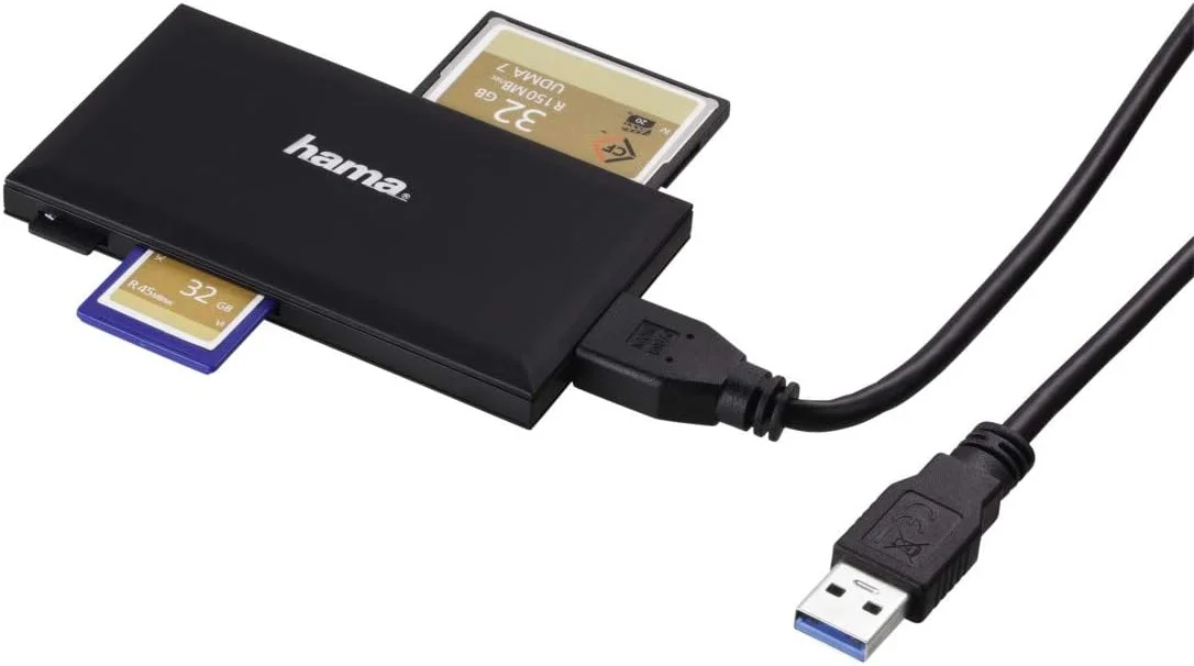 کارت خوان چند منظوره هاما 181018 USB 3.0 برای کارت های حافظه SD/microSD/CF/MS - مشکی