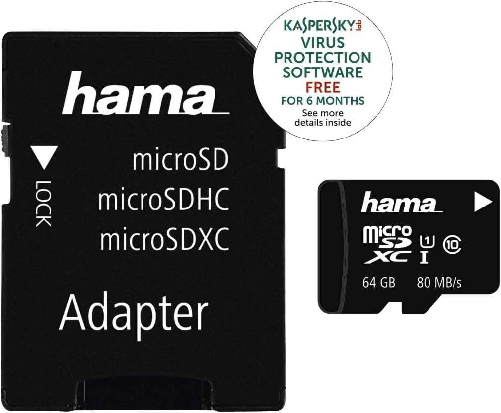 کارت حافظه میکرو اس دی ایکس سی 64 گیگابایت Hama کلاس 10 UHS-I سرعت 80 مگابایت بر ثانیه + آداپتور/موبایل کارت حافظه میکرو اس دی ایکس سی 64 گیگابایت Hama کلاس 10 UHS-I سرعت 80 مگابایت بر ثانیه + آداپتور/موبایل