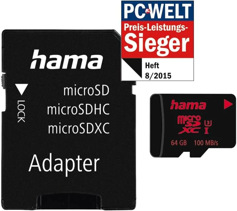 کارت حافظه میکرو اس دی ایکس سی 64 گیگابایت Hama کلاس سرعت UHS 3 UHS-I 80 مگابایت بر ثانیه + آداپتور/موبایل کارت حافظه میکرو اس دی ایکس سی 64 گیگابایت Hama کلاس سرعت UHS 3 UHS-I 80 مگابایت بر ثانیه + آداپتور/موبایل