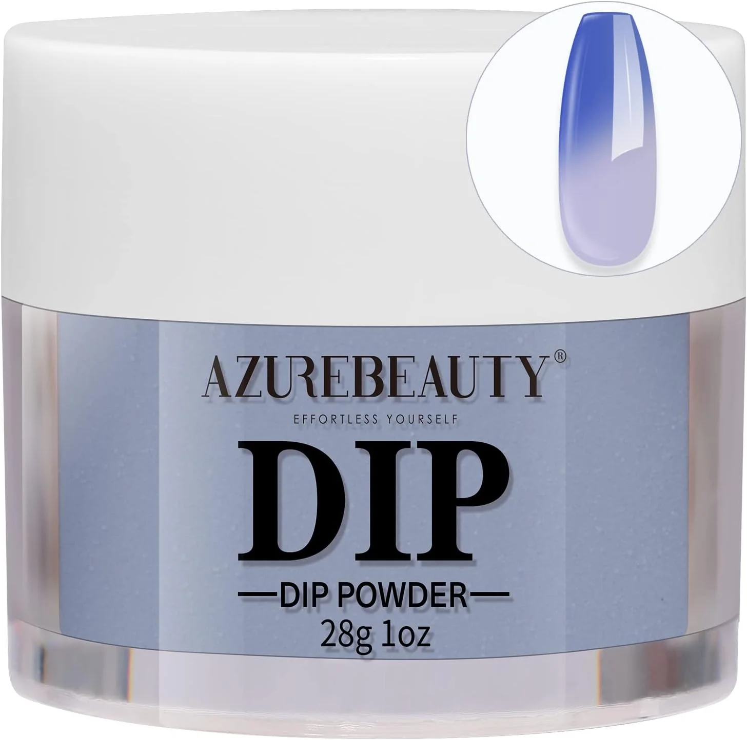 پودر دیپ تغییر رنگ آبی AZUREBEAUTY (28 گرم) برای مانیکور ناخن فرانسوی و طراحی ناخن، بدون بو و مواد مضر، بدون نیاز به لامپ UV LED، ماندگاری طولانی، بدون تست حیوانی، تغییر رنگ آبی