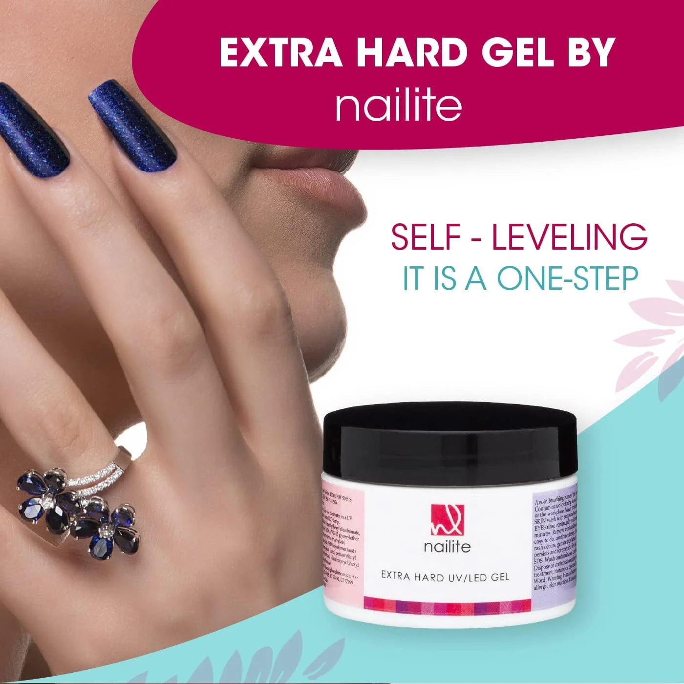 ژل سخت UV LED - ژل بیلدر برای اکستنشن ناخن، خود تراز شونده و ویسکوزیته متوسط - تقویت کننده (صورتی 37 گرم)